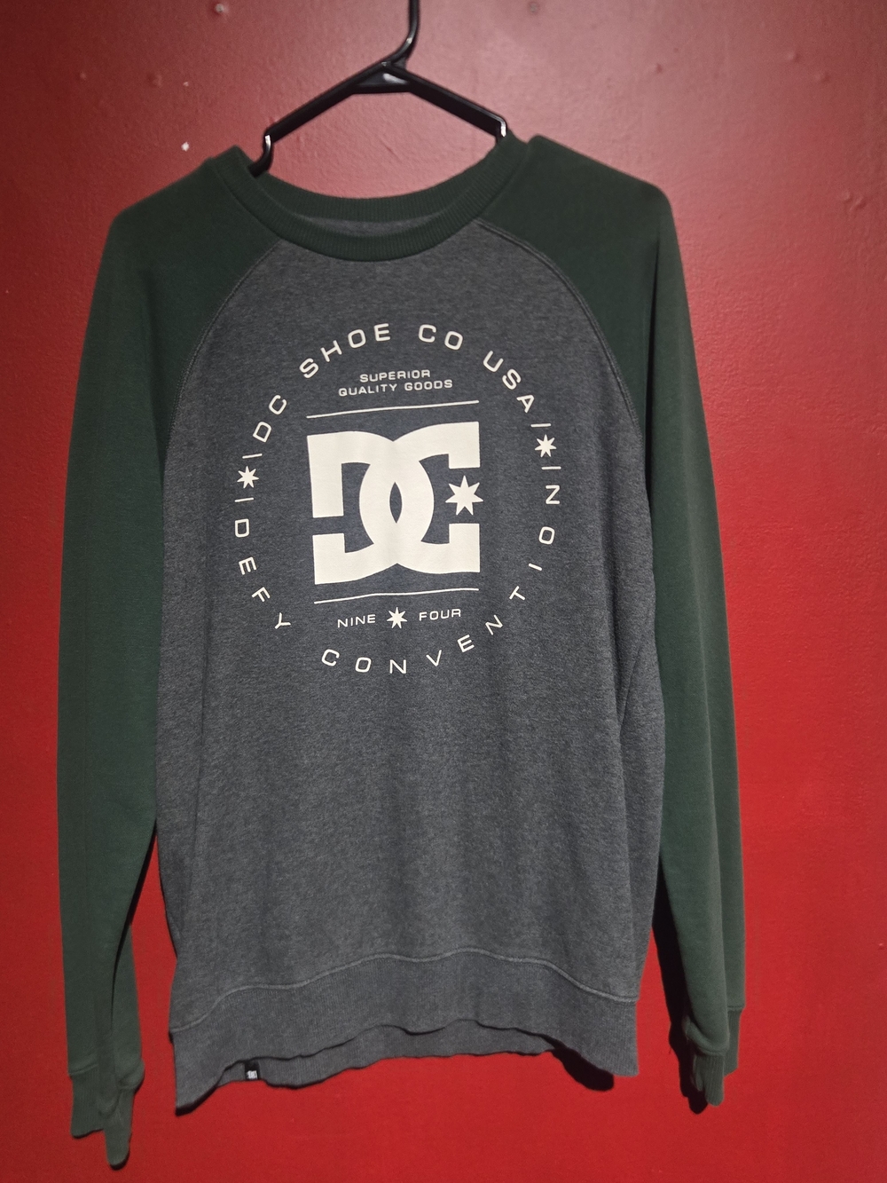 DC Two-Tone Grey & Forest Green Logo Crewneck